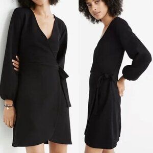 Madewell Texture & Thread Black Wrap Dress - Size Medium